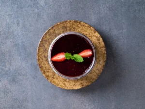 Panna cotta with red fruits coulis
